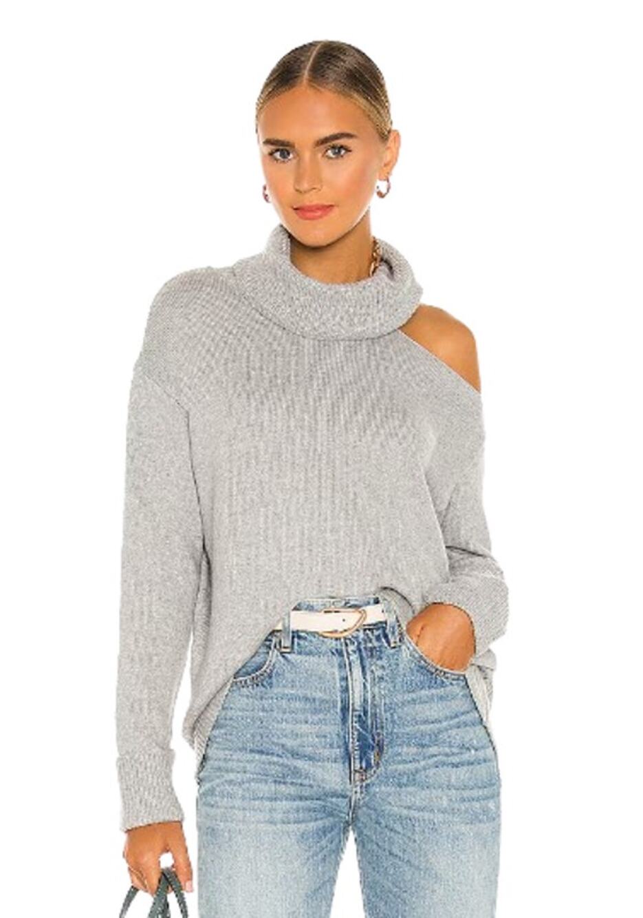 1. STATE Women Turtleneck Cold Shoulder Sweater 3X Light Heather Grey NWOT